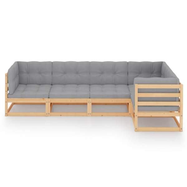 5-tlg. Garten-Lounge-Set mit Kissen Kiefer Massivholz