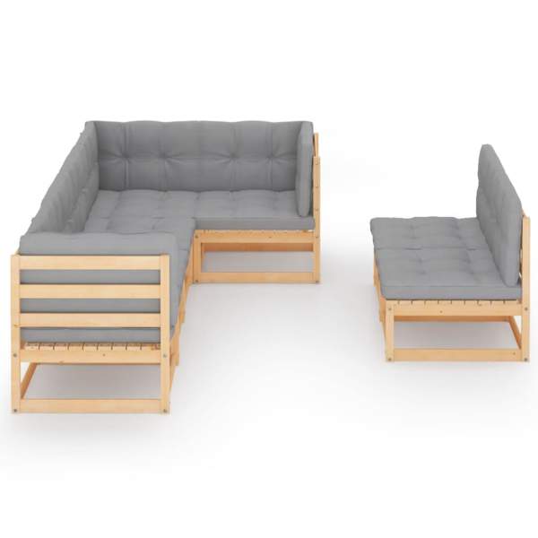  7-tlg. Garten-Lounge-Set mit Kissen Massivholz Kiefer