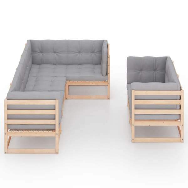  7-tlg. Garten-Lounge-Set mit Kissen Massivholz Kiefer