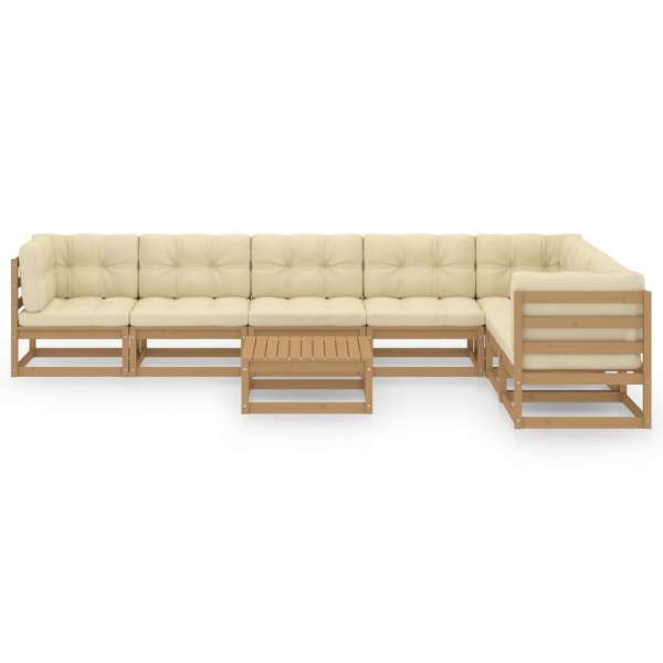  8-tlg Garten-Lounge-Set mit Kissen Honigbraun Massivholz Kiefer