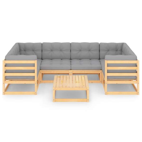  7-tlg. Garten-Lounge-Set mit Kissen Massivholz Kiefer