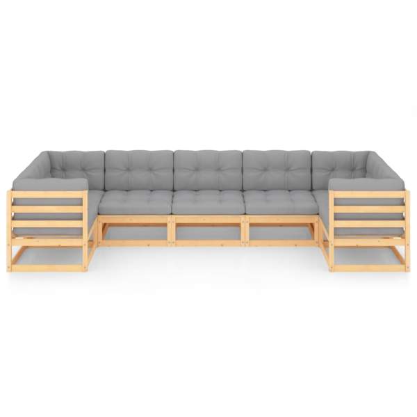  7-tlg. Garten-Lounge-Set mit Kissen Massivholz Kiefer