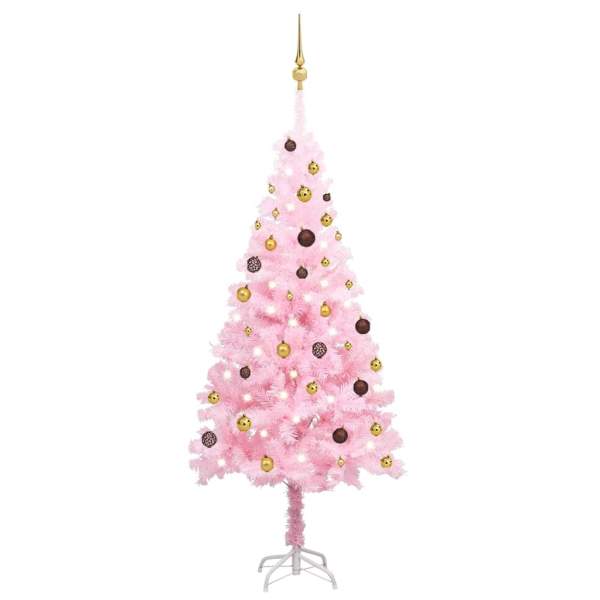  Künstlicher Weihnachtsbaum mit Beleuchtung & Kugeln Rosa 180cm