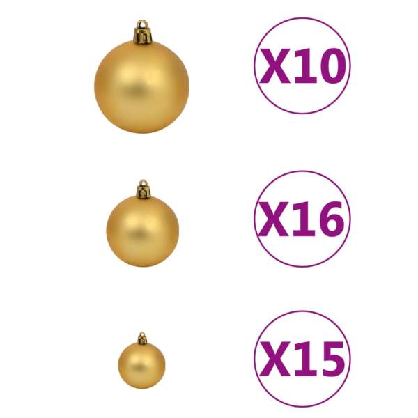  Künstlicher Weihnachtsbaum Beleuchtung & Kugeln Gold 240 cm