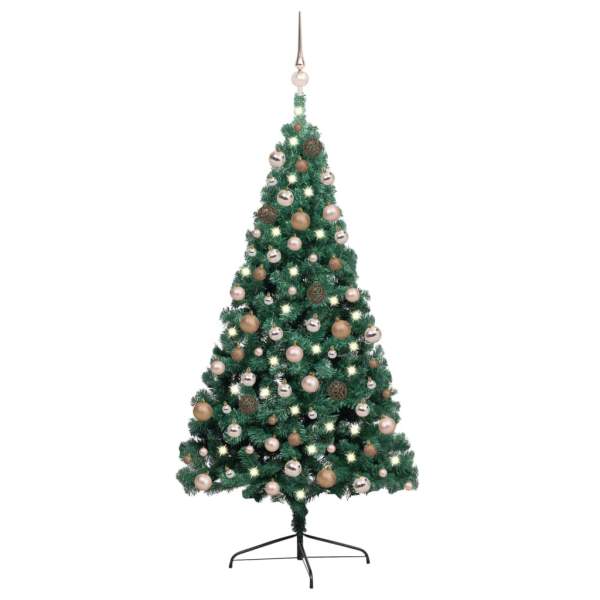  Künstlicher Halb-Weihnachtsbaum Beleuchtung Kugeln Grün 240 cm