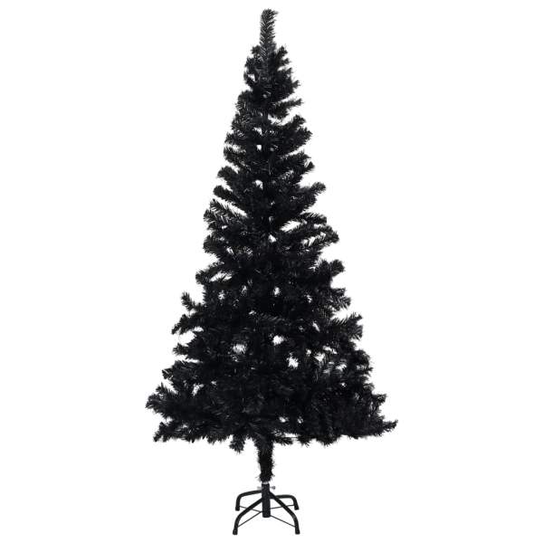  Künstlicher Weihnachtsbaum Beleuchtung & Kugeln Schwarz 240 cm