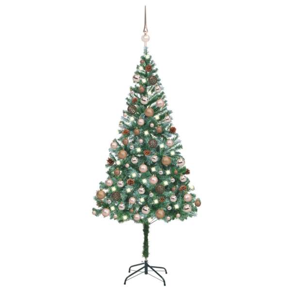  Künstlicher Weihnachtsbaum mit Beleuchtung Kugeln Zapfen 180 cm