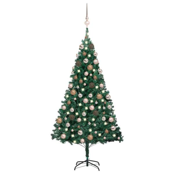  Künstlicher Weihnachtsbaum mit Beleuchtung & Kugeln Grün 120 cm