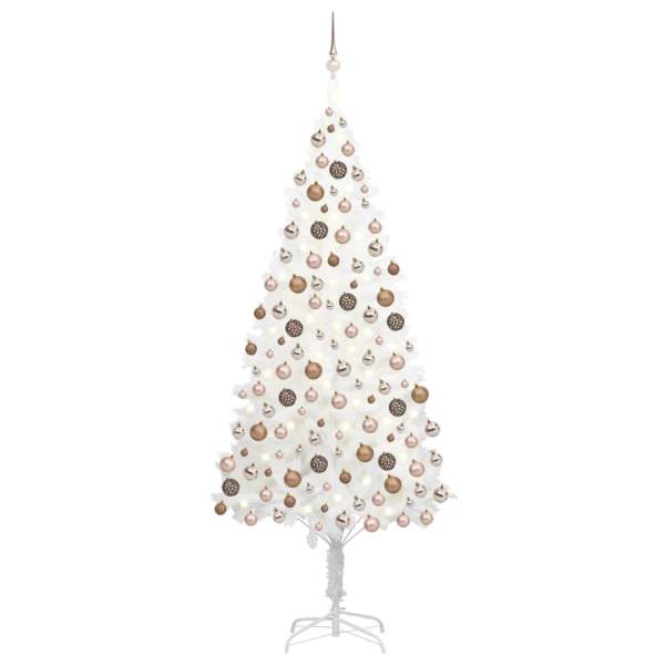  Künstlicher Weihnachtsbaum mit Beleuchtung & Kugeln Weiß 240 cm