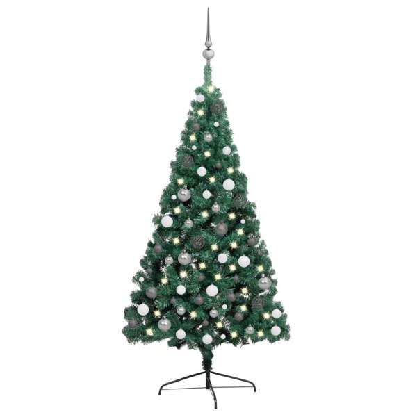  Künstlicher Halb-Weihnachtsbaum Beleuchtung Kugeln Grün 240 cm