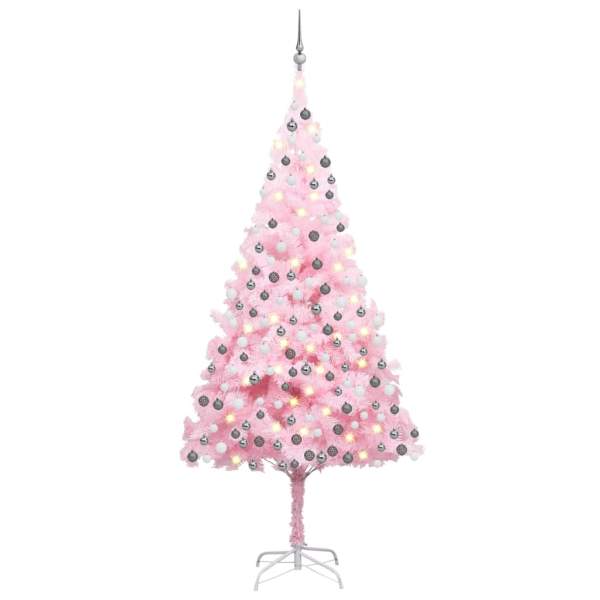  Künstlicher Weihnachtsbaum mit Beleuchtung & Kugeln Rosa 240cm