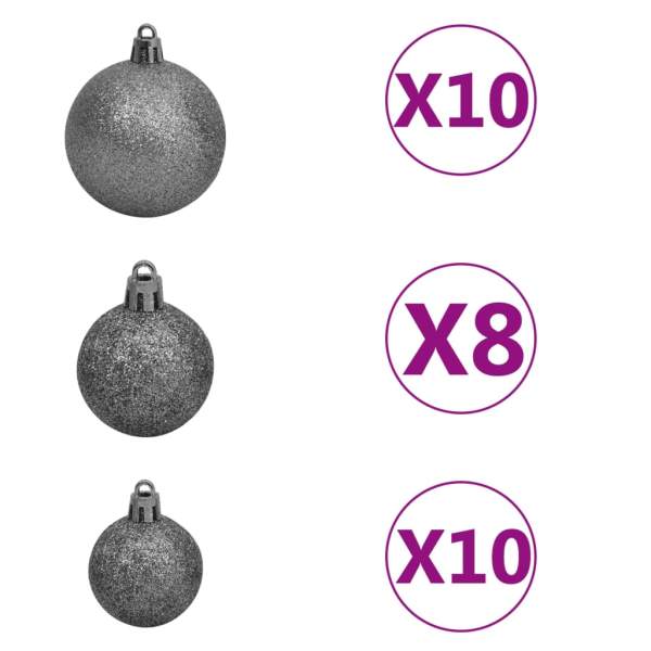  Künstlicher Weihnachtsbaum Beleuchtung & Kugeln Schwarz 240 cm