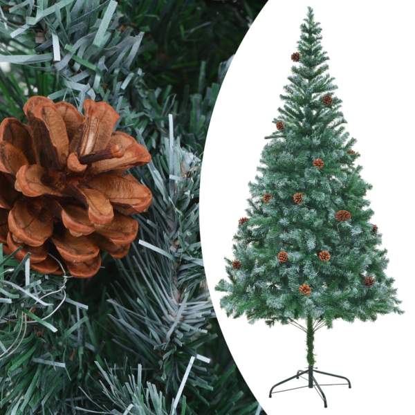  Künstlicher Weihnachtsbaum mit Beleuchtung Kugeln Zapfen 210 cm