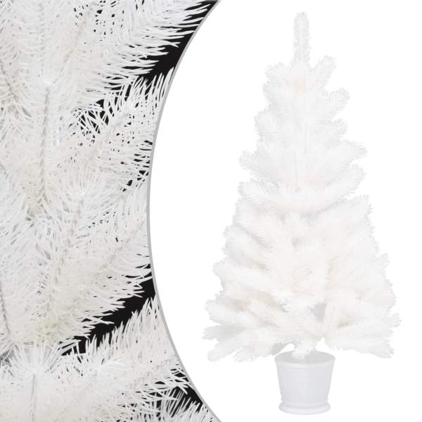  Künstlicher Weihnachtsbaum mit Beleuchtung & Kugeln Weiß 90 cm