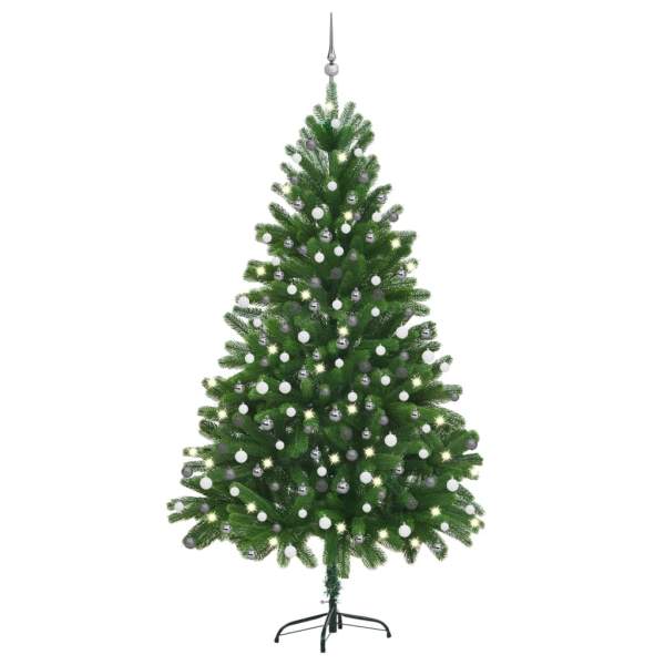  Künstlicher Weihnachtsbaum Beleuchtung & Kugeln 210 cm Grün