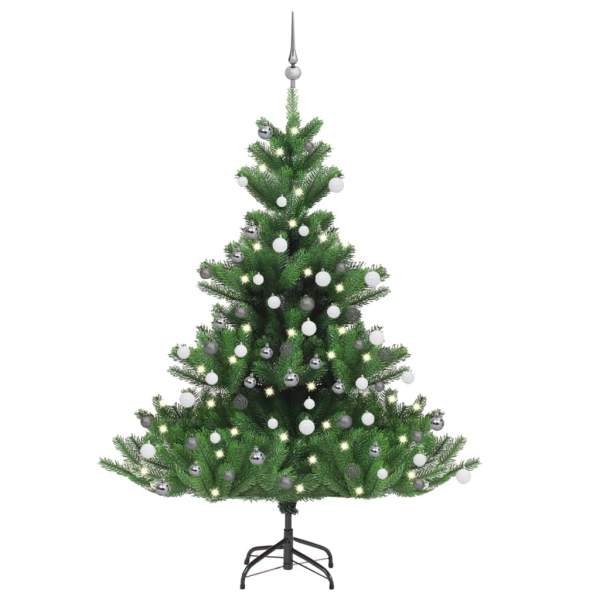 Künstlicher Weihnachtsbaum Nordmann LED & Kugeln Grün 150 cm