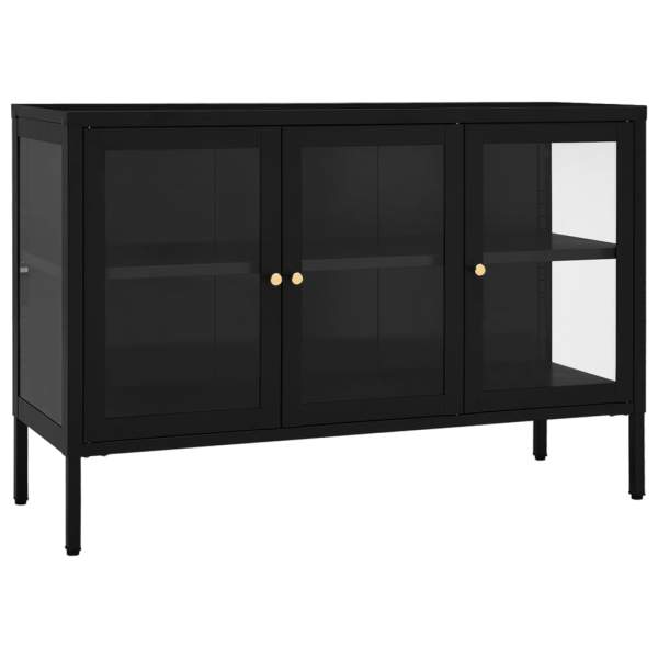 Sideboard Schwarz 70x35x70 cm Stahl und Glas