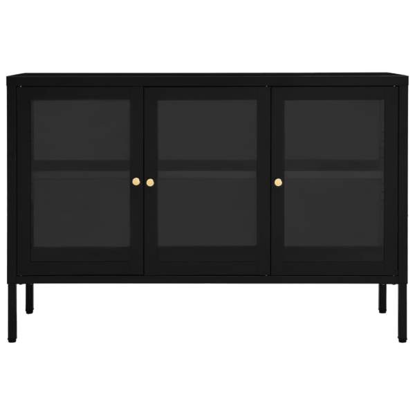 Sideboard Schwarz 70x35x70 cm Stahl und Glas