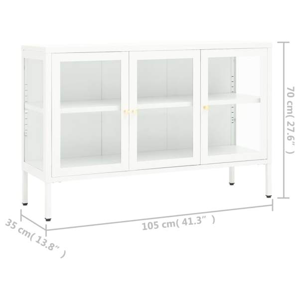 Sideboard Weiß 105x35x70 cm Stahl und Glas