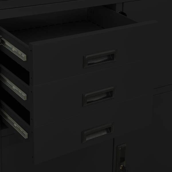 Büroschrank Schwarz 90x40x180 cm Stahl 