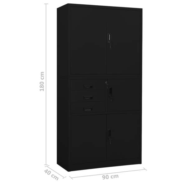 Büroschrank Schwarz 90x40x180 cm Stahl 