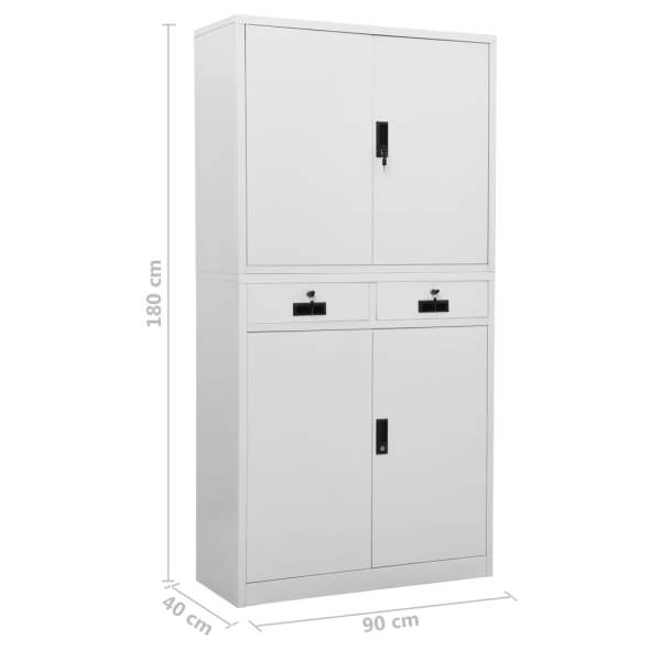 Büroschrank Hellgrau 90x40x180 cm Stahl 