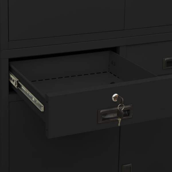 Büroschrank Schwarz 90x40x180 cm Stahl 