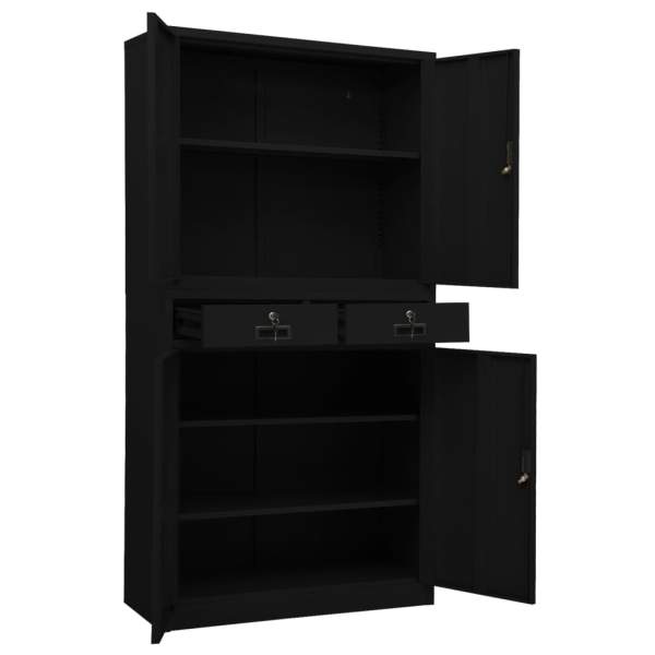 Büroschrank Schwarz 90x40x180 cm Stahl 