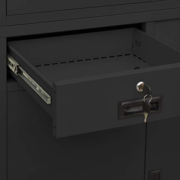 Büroschrank Anthrazit 90x40x180 cm Stahl gehärtetes Glas