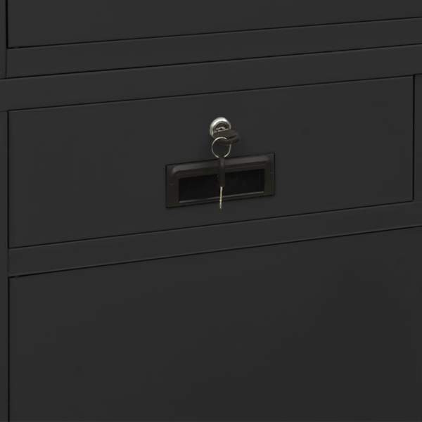 Büroschrank Anthrazit 90x40x180 cm Stahl gehärtetes Glas