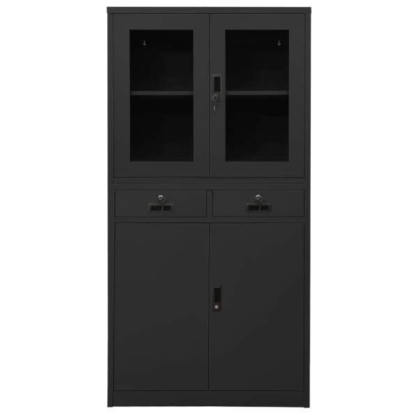 Büroschrank Anthrazit 90x40x180 cm Stahl gehärtetes Glas