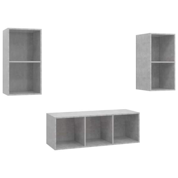  3-tlg. TV-Schrank-Set Betongrau Holzwerkstoff