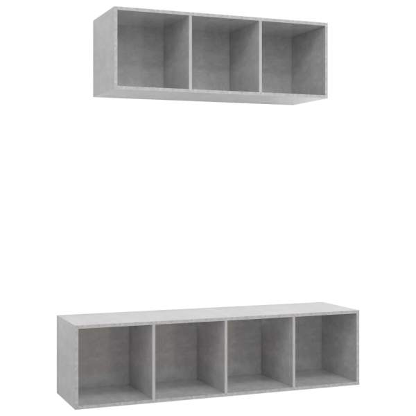 2-tlg. TV-Schrank-Set Betongrau Holzwerkstoff