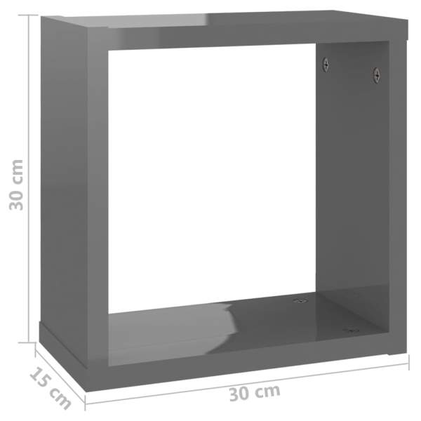 Würfelregale 6 Stk. Hochglanz-Grau 30x15x30 cm