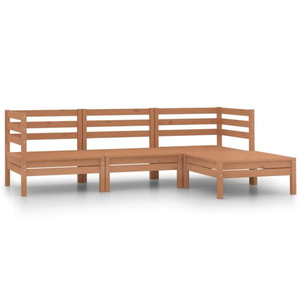 4-tlg. Garten-Lounge-Set Massivholz Kiefer Honigbraun