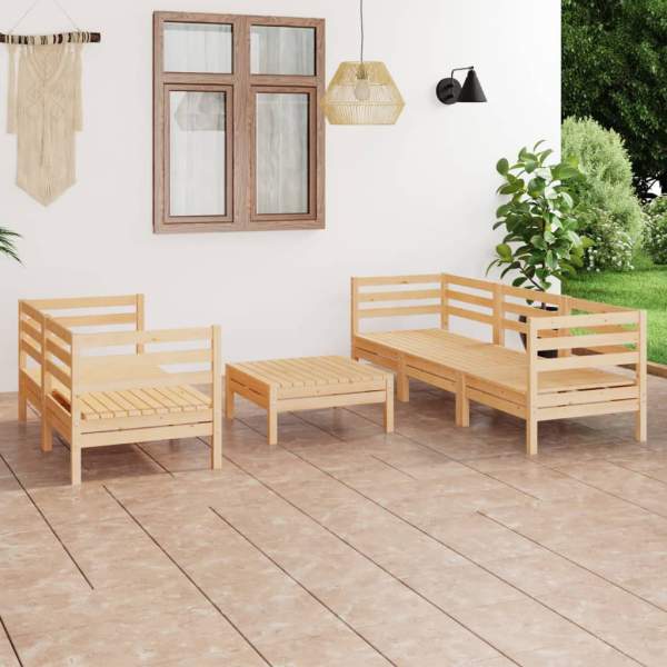 6-tlg. Garten-Lounge-Set Kiefer Massivholz