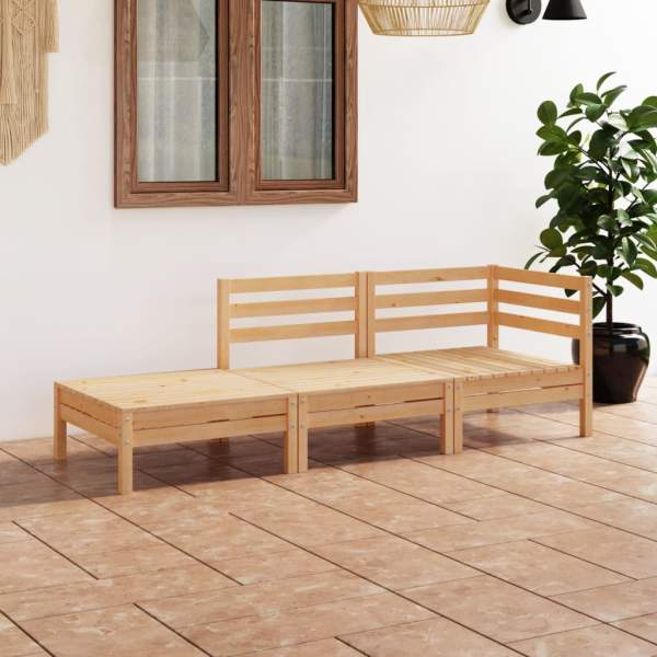 3-tlg. Garten-Lounge-Set Massivholz Kiefer