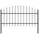  Gartenzaun mit Speerspitzen Stahl (1 - 1,25) x 1,7 m Schwarz
