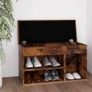  Schuhbank mit Kissen Räuchereiche 80x30x47 cm Holzwerkstoff