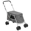  Hundewagen Faltbar Grau 100x49x96 cm Leinenstoff