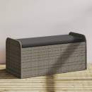  Sitzbank mit Stauraum & Kissen Grau 115x51x52 cm Poly Rattan