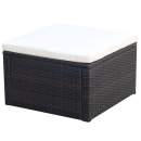  Hocker mit Kissen Poly Rattan 53×53×30 cm Braun 