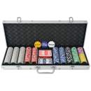  Poker Set mit 500 Laserchips Aluminium