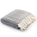  Überwurf Baumwolle Fischgrätenmuster 220x250 cm Marineblau