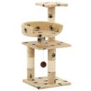  Katzen-Kratzbaum mit Sisal-Säulen 65 cm Pfoten-Aufdruck Beige