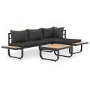  2-tlg. Garten-Ecksofa-Set mit Auflagen Aluminium WPC