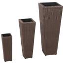  Garten-Hochbeet 3-tlg. Poly Rattan Braun