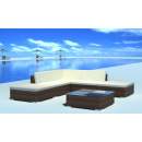  6-tlg. Garten-Lounge-Set mit Auflagen Poly Rattan Braun