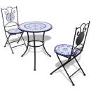  3-tlg. Bistro-Set Keramikfliese Blau/Weiß
