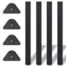 4x höhenverstellbares Tischbein Schwarz 710 mm